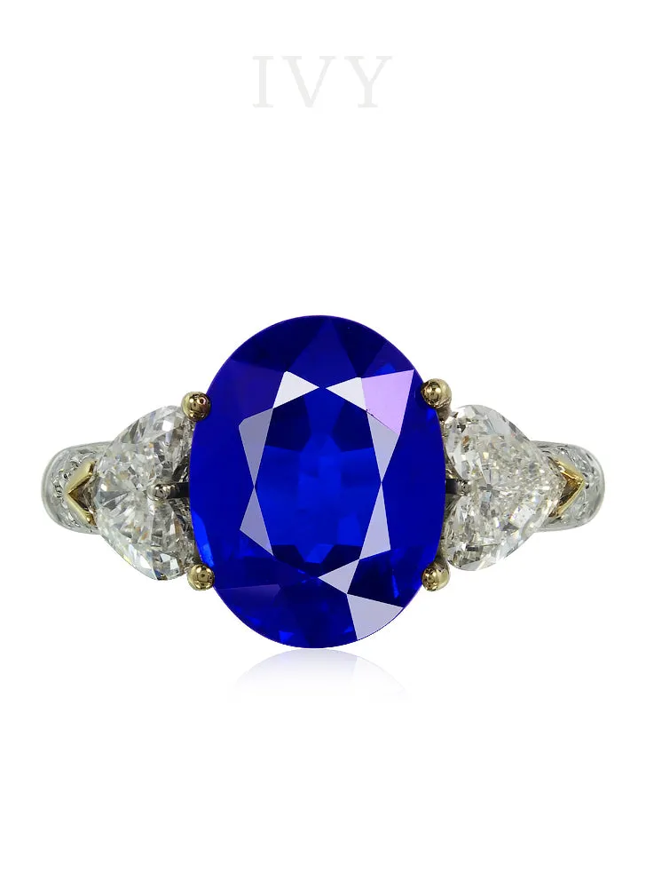 Blue Sapphire and Diamond Ring