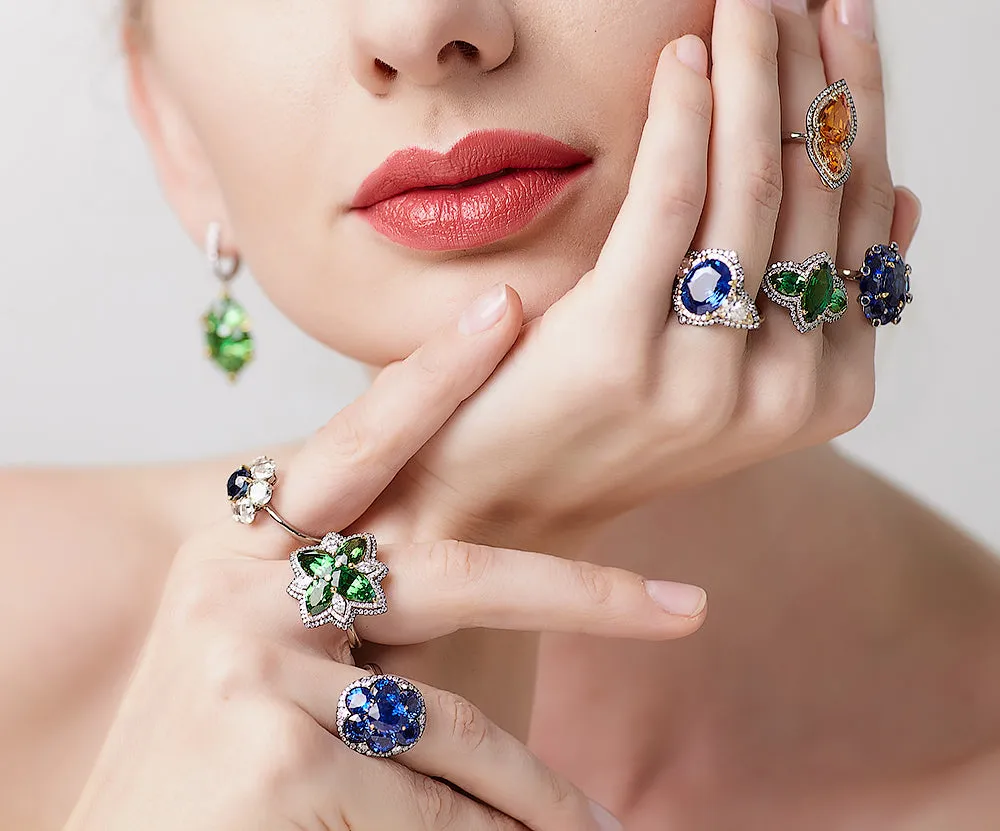 Blue Sapphire and Diamond Ring