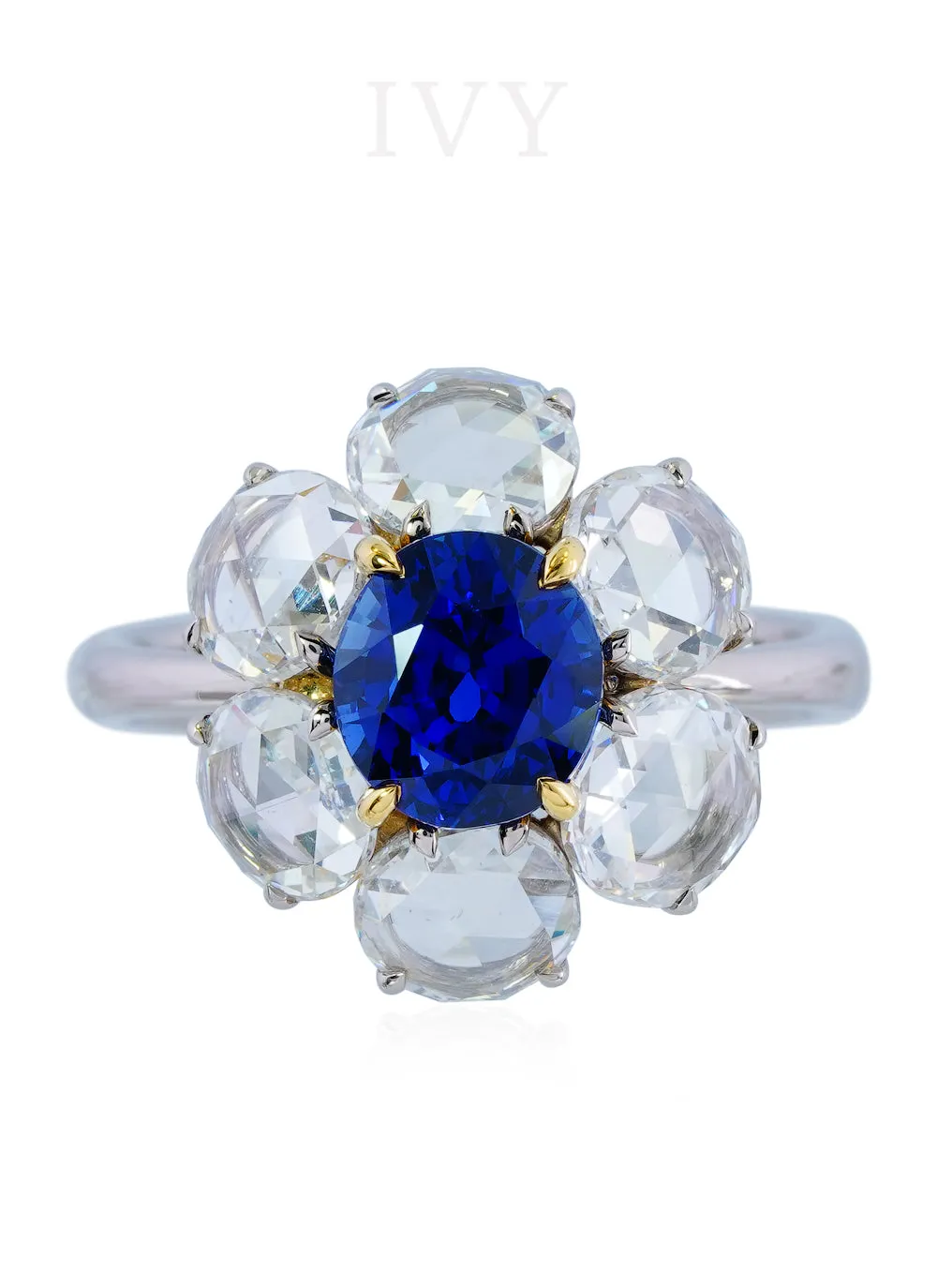 Blue Sapphire and Diamond Ring