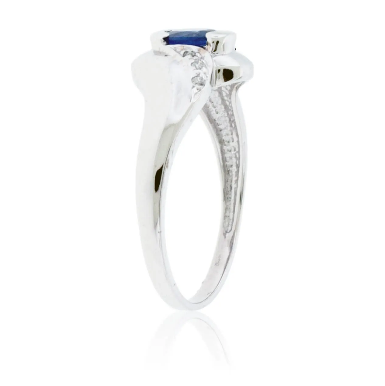 Blue Sapphire Round & Diamond Ring