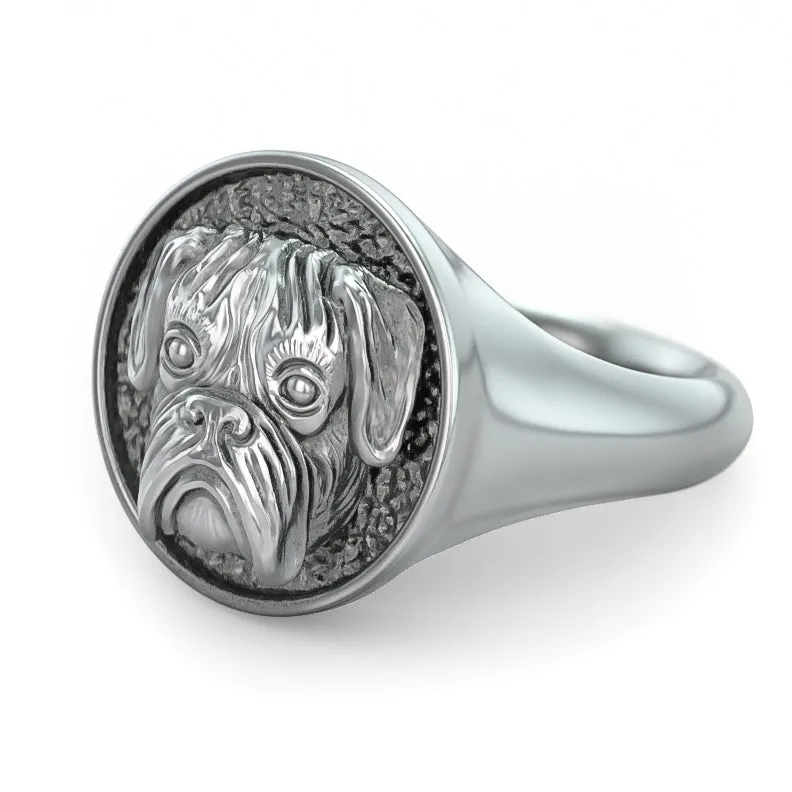 Boxer Breed Classic Round Signet Ring