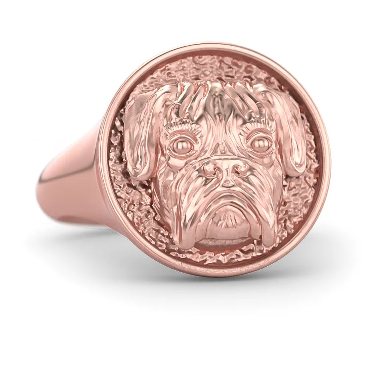Boxer Breed Classic Round Signet Ring