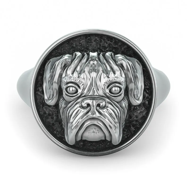 Boxer Breed Classic Round Signet Ring