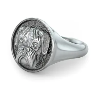 Boxer Breed Classic Round Signet Ring