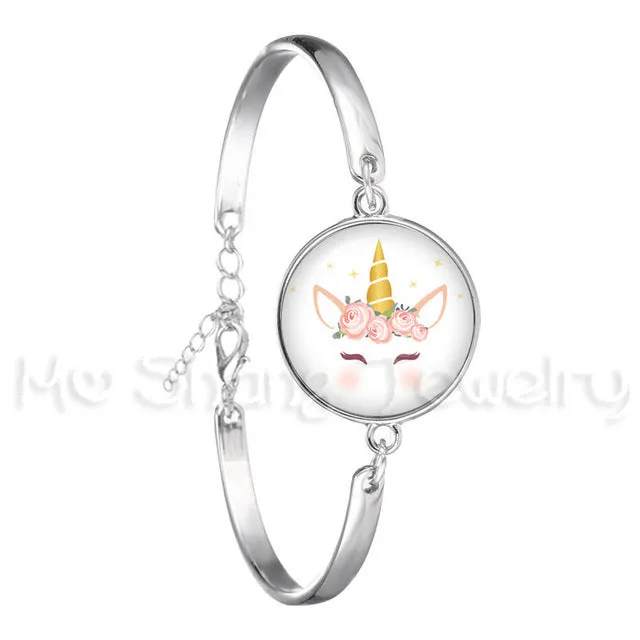 Bracelet For Girls Children Kids Enamel Life Is Magical Unicorn Horse Jewelry Accessories Cartoon Animal Bangle Unicorn Party