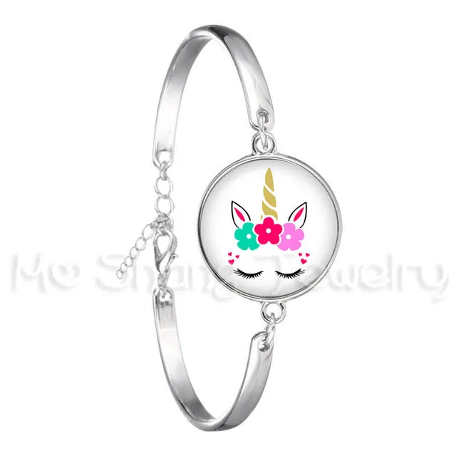 Bracelet For Girls Children Kids Enamel Life Is Magical Unicorn Horse Jewelry Accessories Cartoon Animal Bangle Unicorn Party