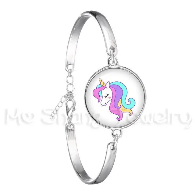 Bracelet For Girls Children Kids Enamel Life Is Magical Unicorn Horse Jewelry Accessories Cartoon Animal Bangle Unicorn Party