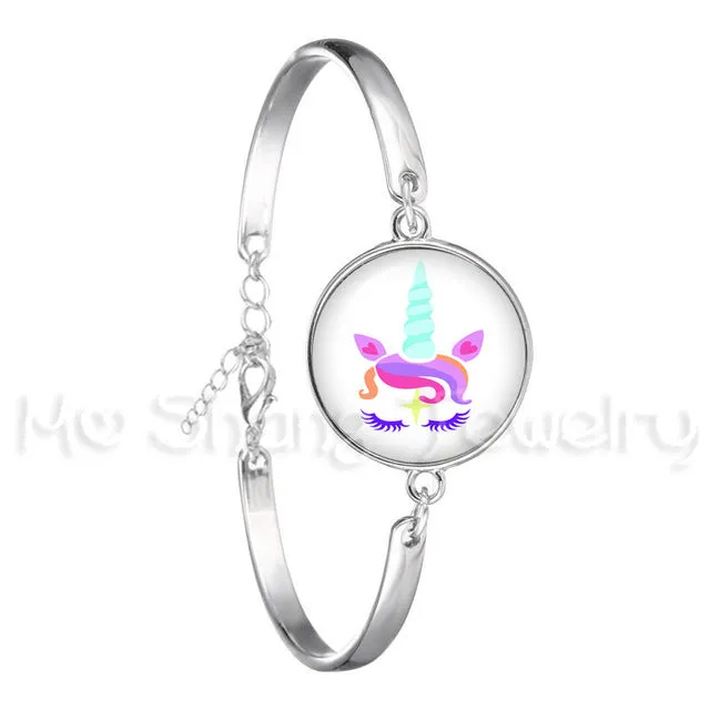 Bracelet For Girls Children Kids Enamel Life Is Magical Unicorn Horse Jewelry Accessories Cartoon Animal Bangle Unicorn Party