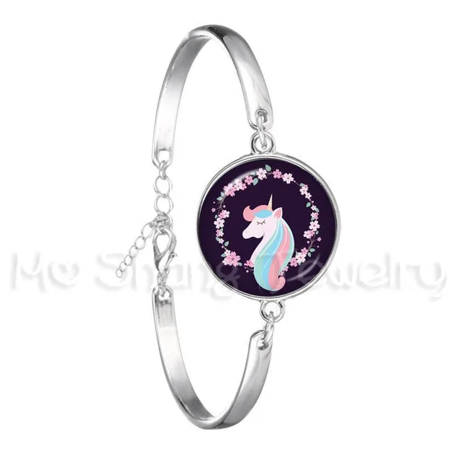 Bracelet For Girls Children Kids Enamel Life Is Magical Unicorn Horse Jewelry Accessories Cartoon Animal Bangle Unicorn Party