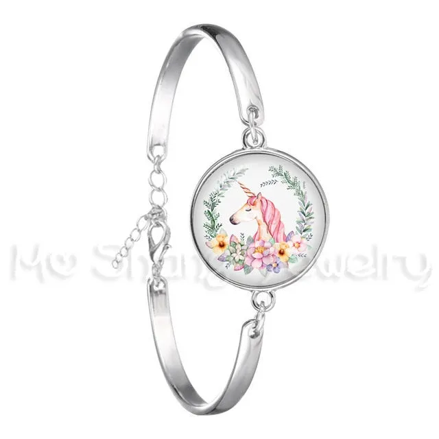 Bracelet For Girls Children Kids Enamel Life Is Magical Unicorn Horse Jewelry Accessories Cartoon Animal Bangle Unicorn Party