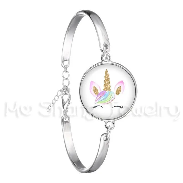Bracelet For Girls Children Kids Enamel Life Is Magical Unicorn Horse Jewelry Accessories Cartoon Animal Bangle Unicorn Party
