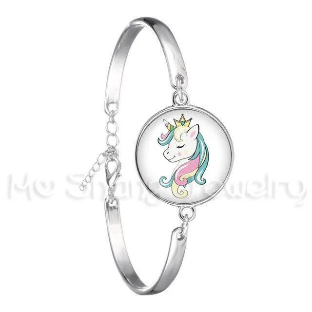 Bracelet For Girls Children Kids Enamel Life Is Magical Unicorn Horse Jewelry Accessories Cartoon Animal Bangle Unicorn Party