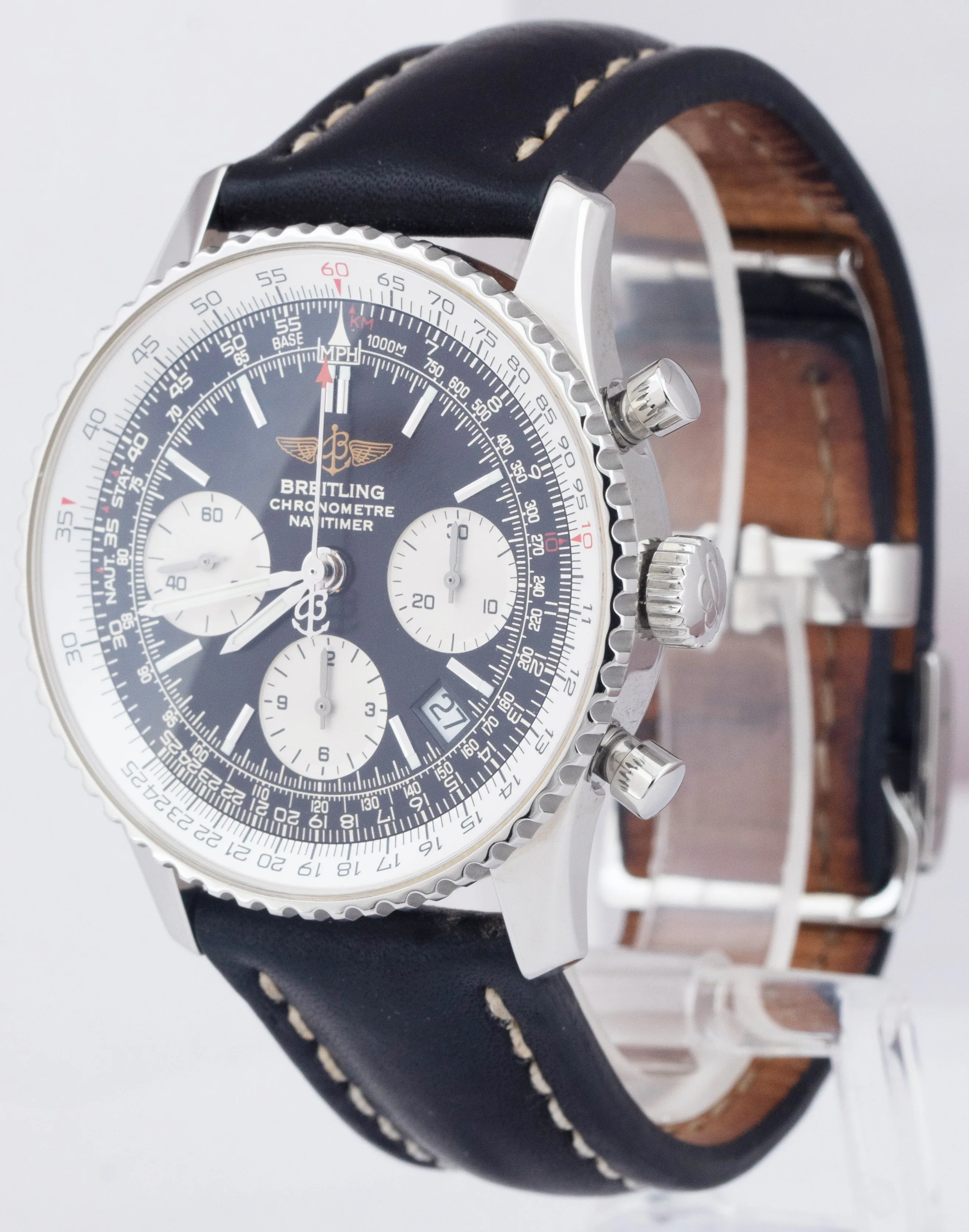 Breitling Navitimer Chronograph 42mm Black Automatic Stainless A23322 PAPERS