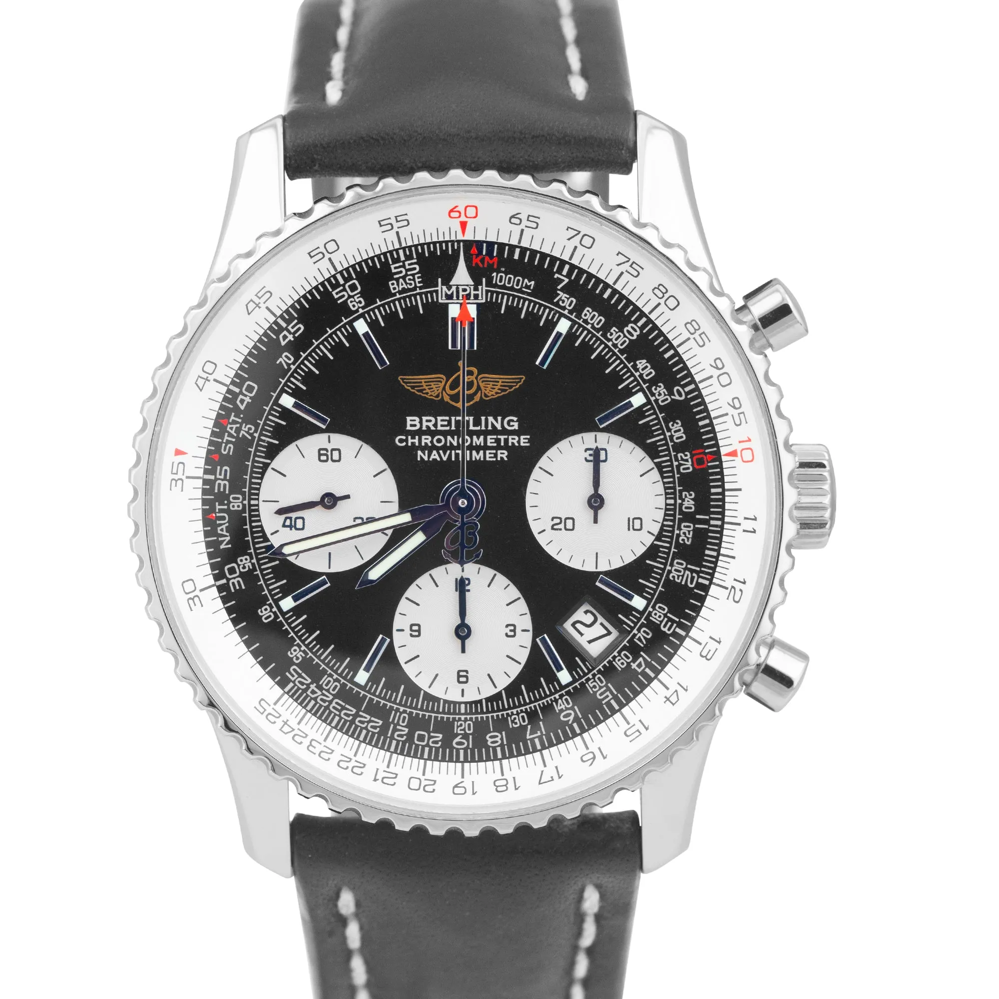 Breitling Navitimer Chronograph 42mm Black Automatic Stainless A23322 PAPERS