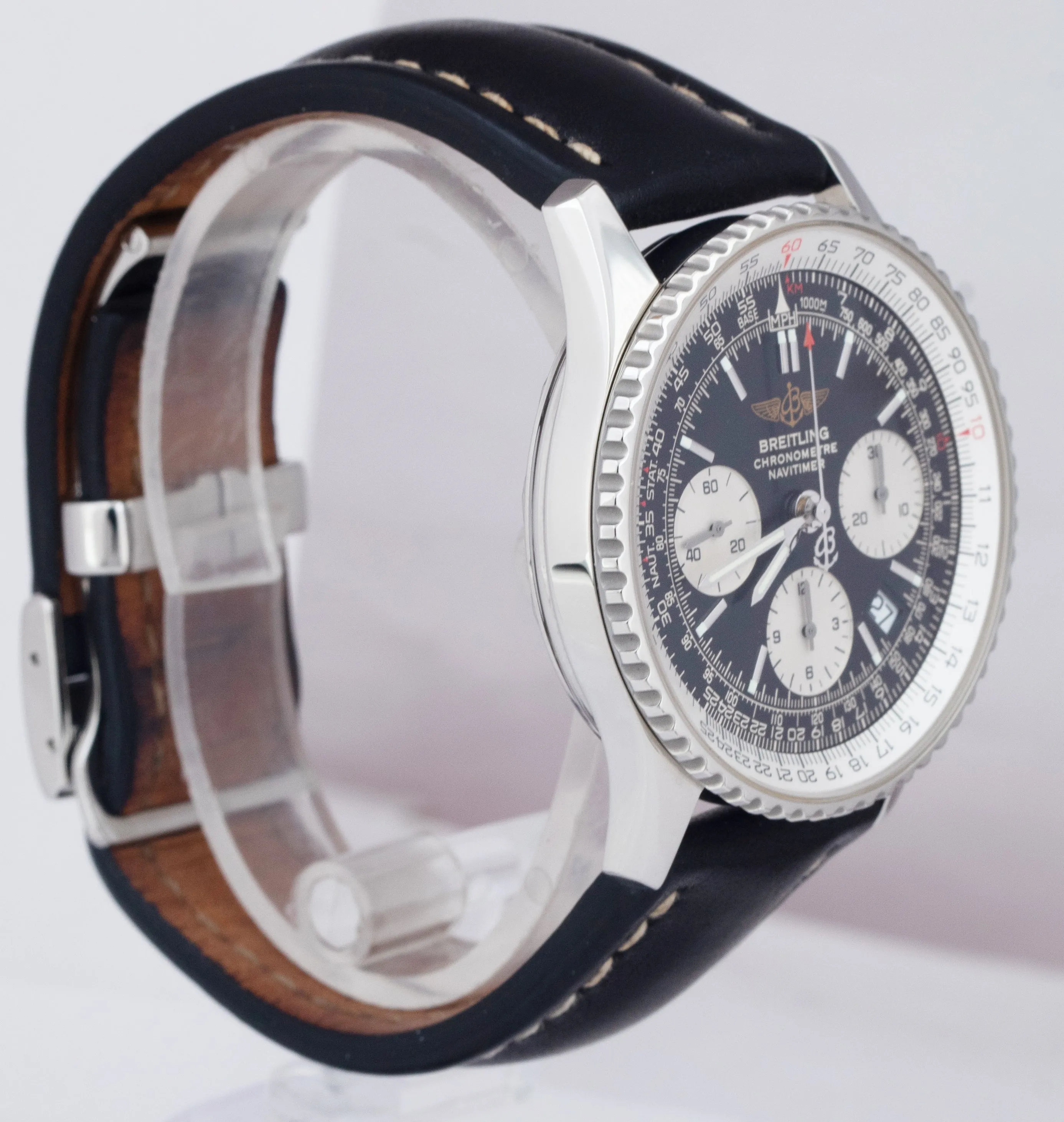 Breitling Navitimer Chronograph 42mm Black Automatic Stainless A23322 PAPERS
