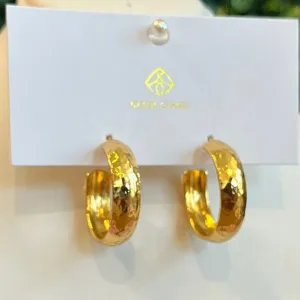 Brenda Grands Sicily Gold Hammered Hoops