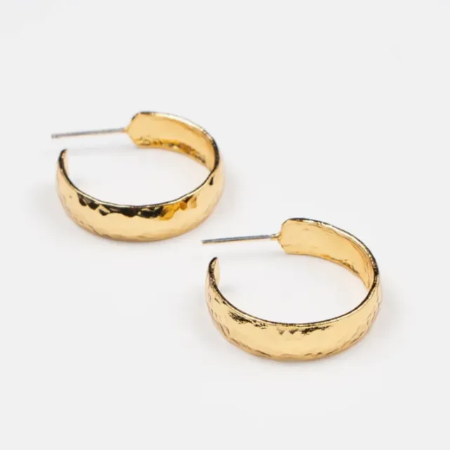 Brenda Grands Sicily Gold Hammered Hoops