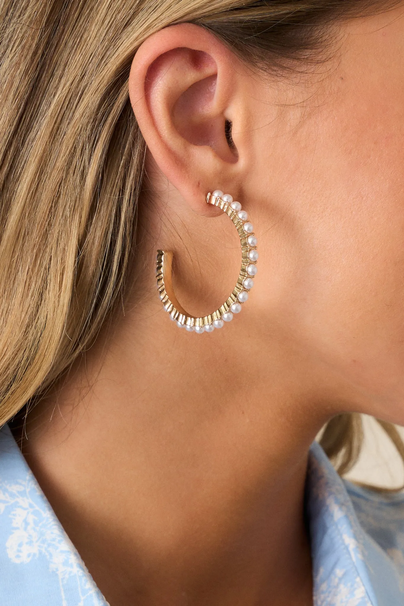 Bright Moments Ivory Faux Pearl Hoop Earrings