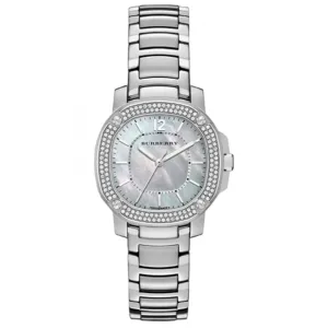 Burberry Britain Silver Stainless Steel Mother Of Pearl Dial Quartz Watch for Ladies - BBY 1801