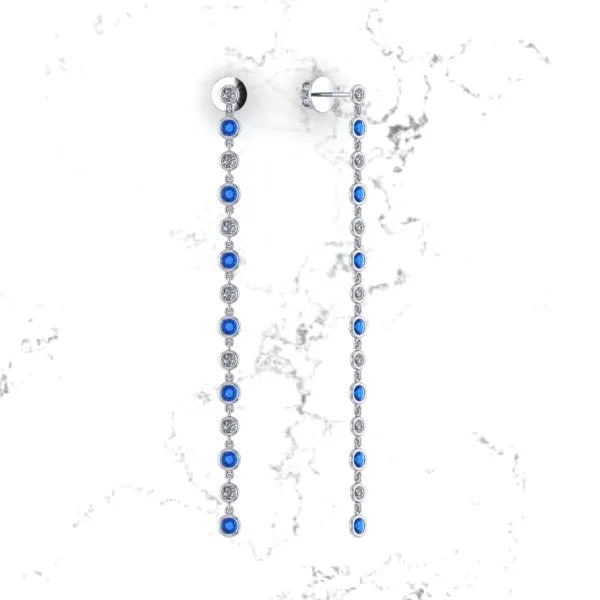 CA Custom London Blue Topaz and Diamond 18 karat white gold Chandelier Earrings