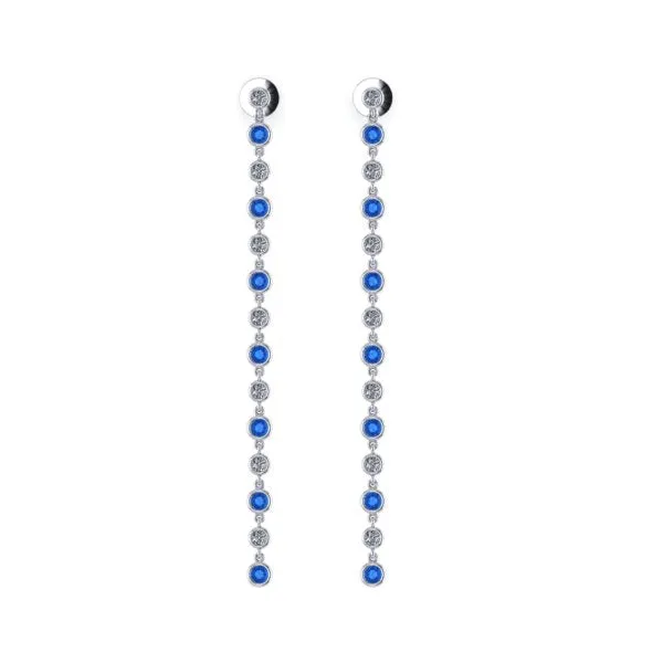 CA Custom London Blue Topaz and Diamond 18 karat white gold Chandelier Earrings
