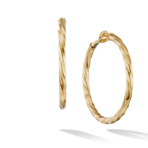 Cable Edge Hoops in Recycled 18K Yellow Gold