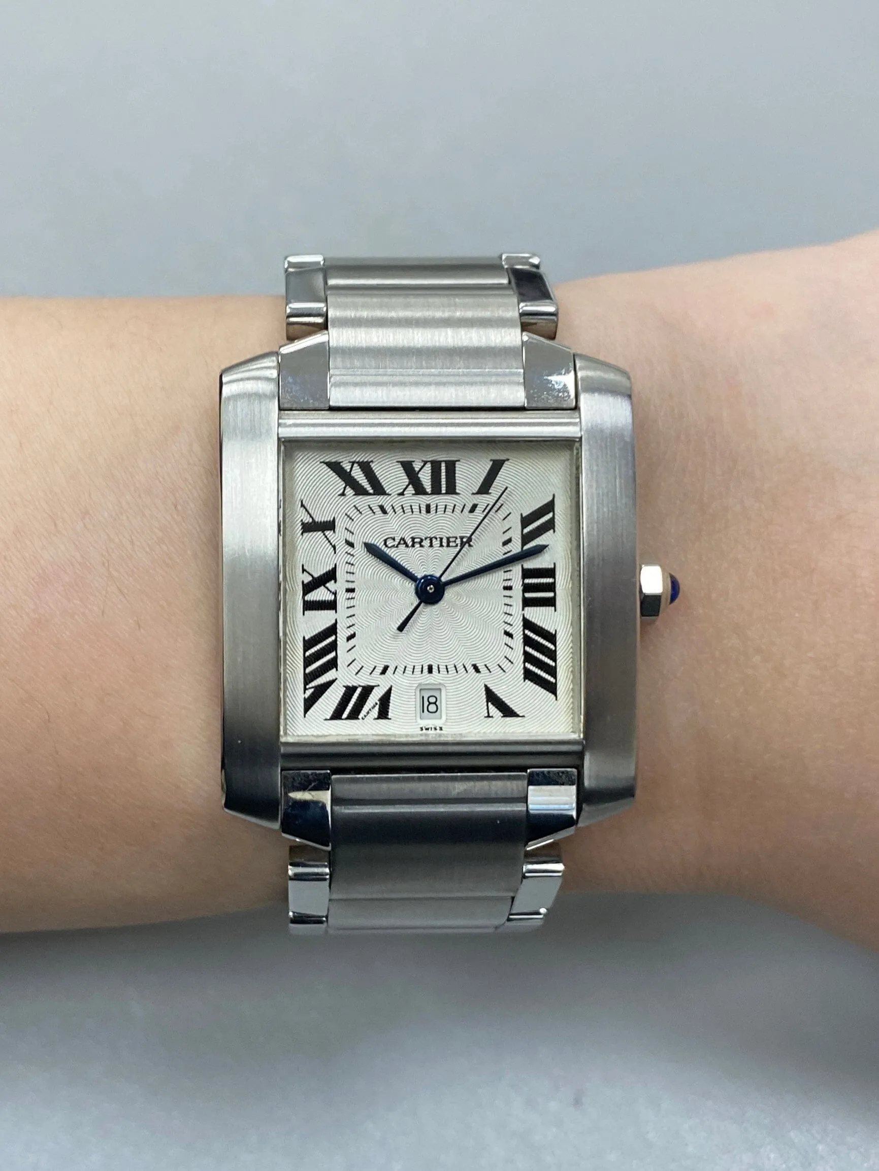 Cartier Tank Francaise W51002Q3 Silver Dial Steel Mens Watch