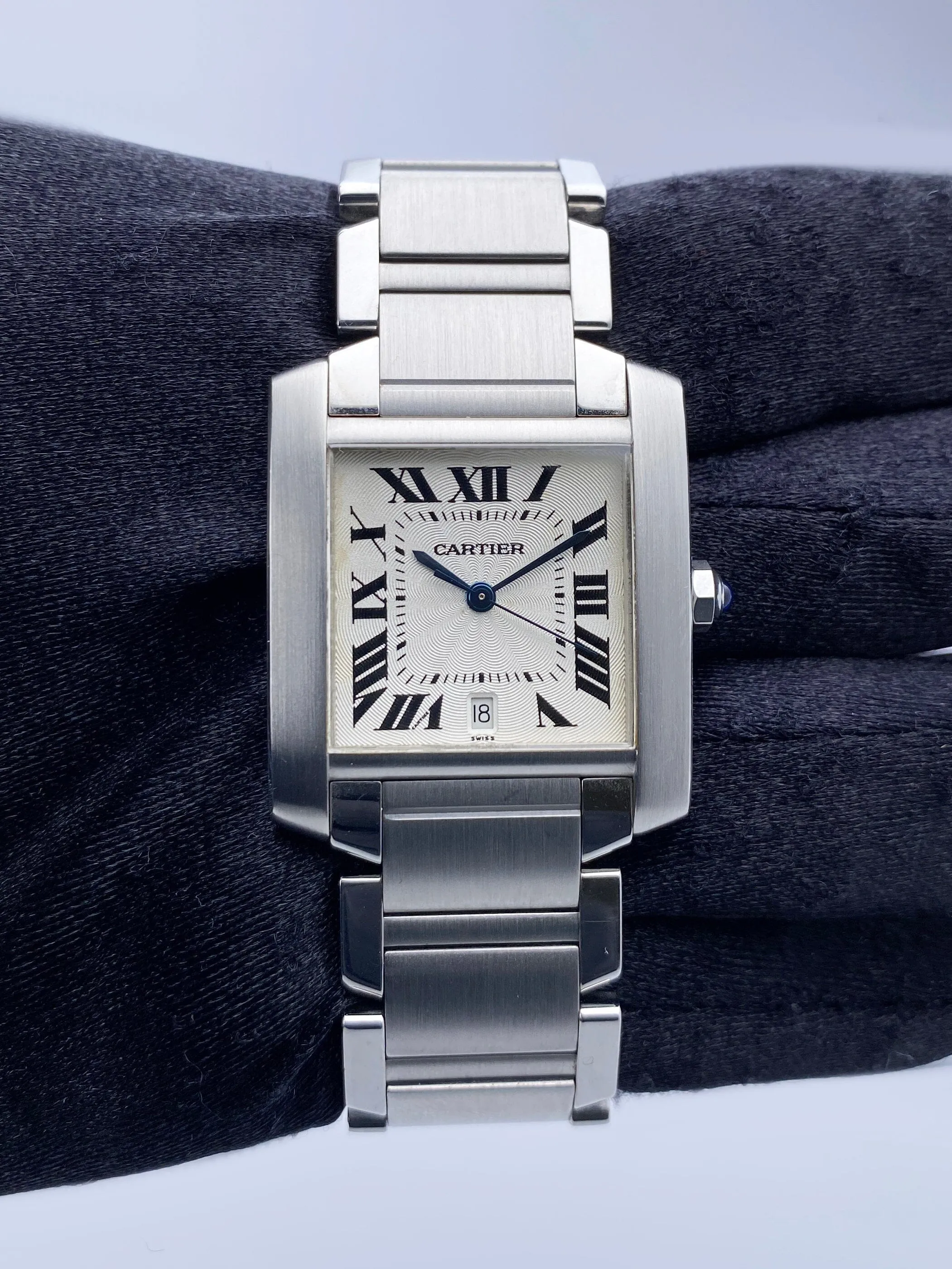 Cartier Tank Francaise W51002Q3 Silver Dial Steel Mens Watch