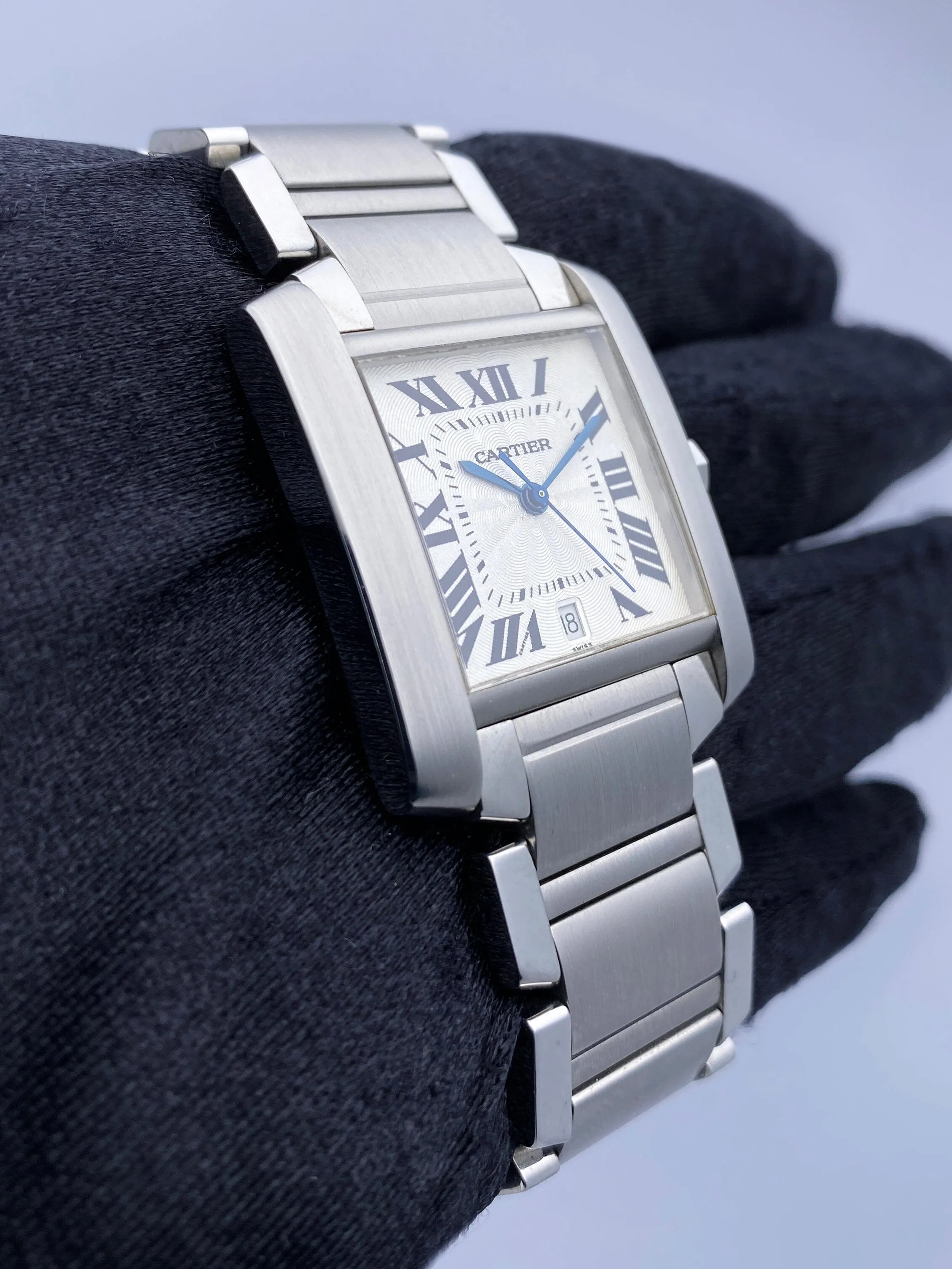 Cartier Tank Francaise W51002Q3 Silver Dial Steel Mens Watch