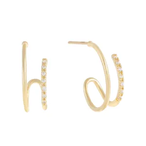 Cascading Pavé Hoop Earring 14K