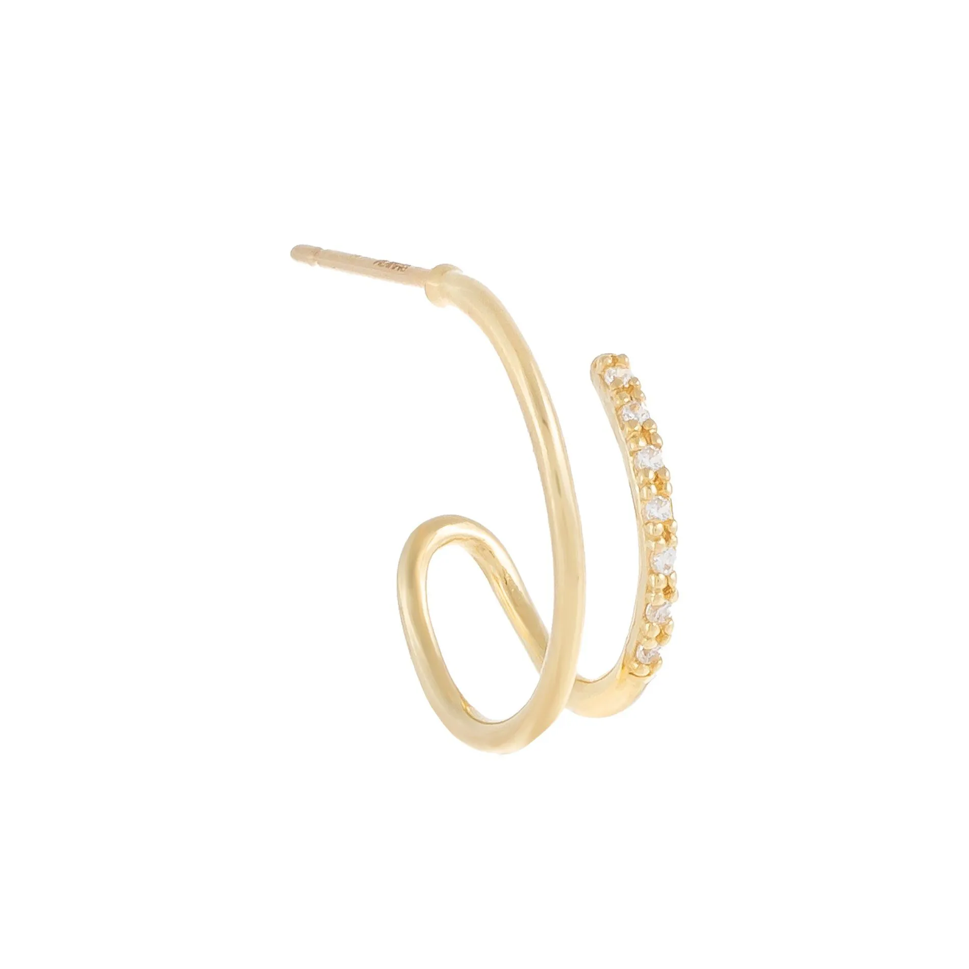 Cascading Pavé Hoop Earring 14K