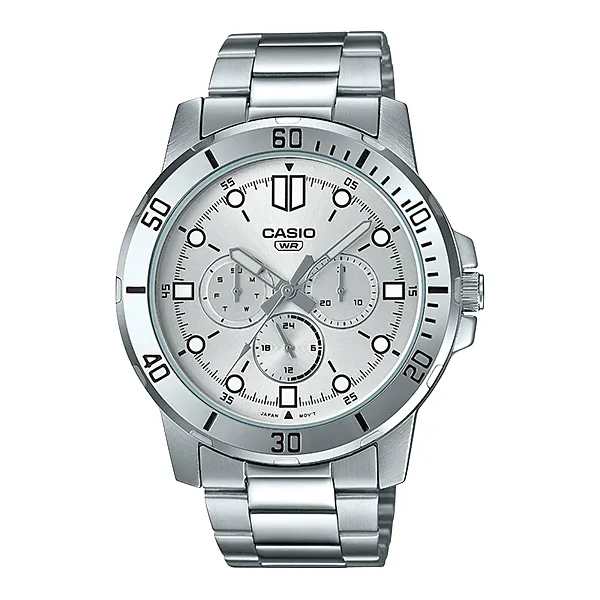 Casio Silver Stainless Steel Silver Dial Quartz Watch for Gents - MTP-VD300D-7EUDF