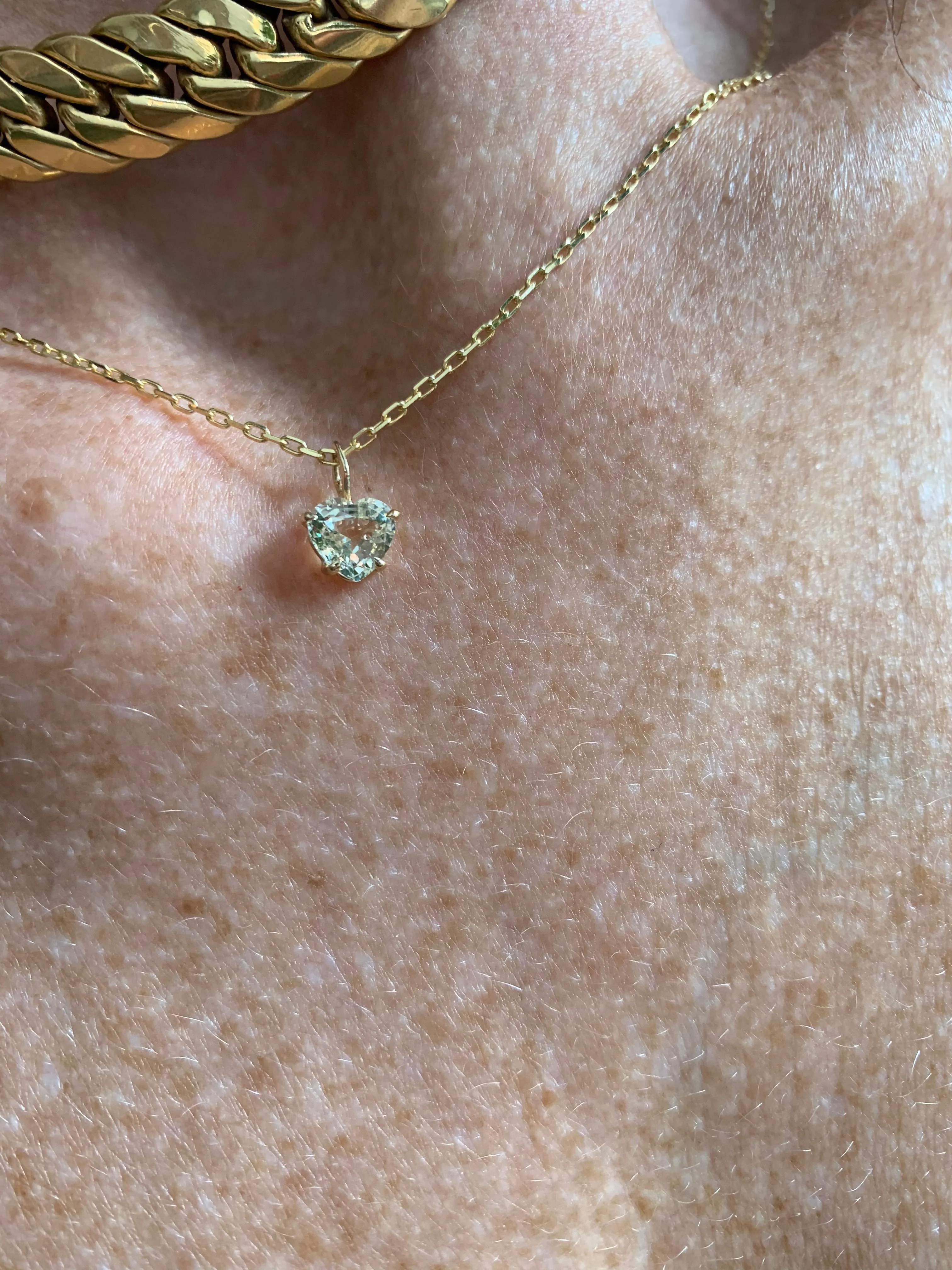 Champagne Sapphire Heart cut gem necklace