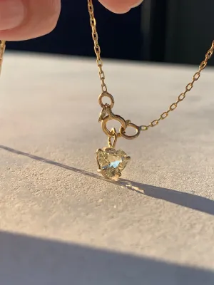 Champagne Sapphire Heart cut gem necklace