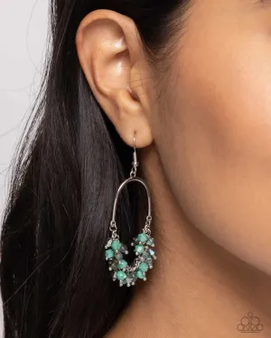 Chandelier Check - Green - Faceted Bead Paparazzi Fishhook Earrings