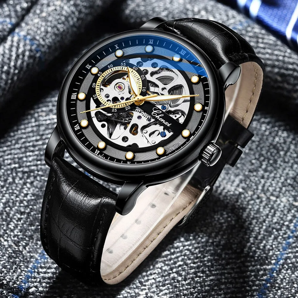 CHENXI Automatic Mechanical Watches Business Waterproof Tourbillon Self Winding Wrist Watches Leather Quartz Watch