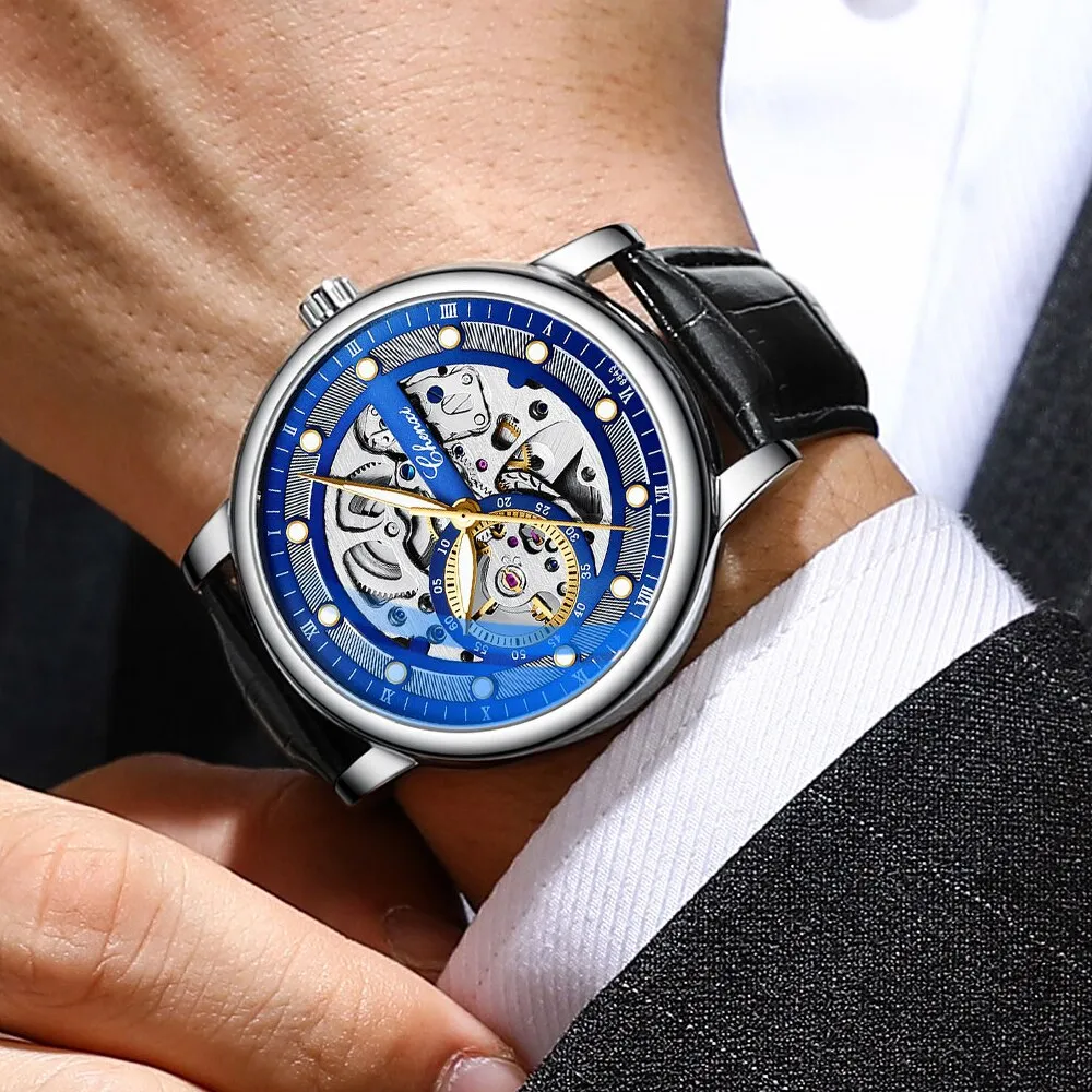 CHENXI Automatic Mechanical Watches Business Waterproof Tourbillon Self Winding Wrist Watches Leather Quartz Watch