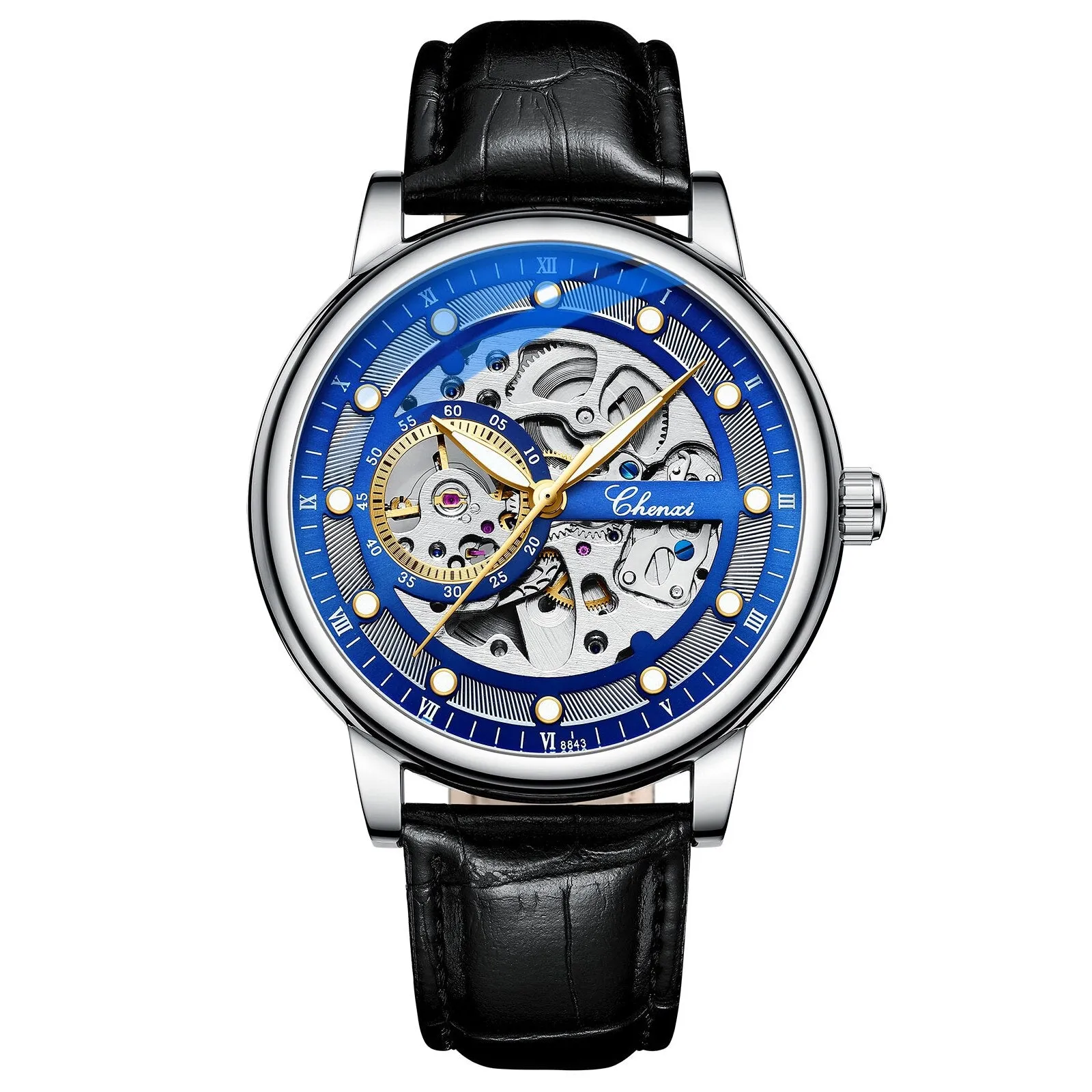 CHENXI Automatic Mechanical Watches Business Waterproof Tourbillon Self Winding Wrist Watches Leather Quartz Watch