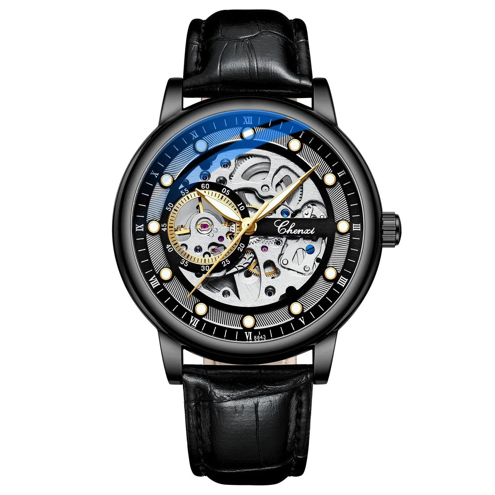 CHENXI Automatic Mechanical Watches Business Waterproof Tourbillon Self Winding Wrist Watches Leather Quartz Watch