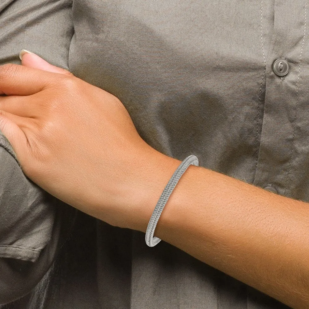 Chisel Stainless Steel Brushed and Polished Wire 8.25 inch Bracelet