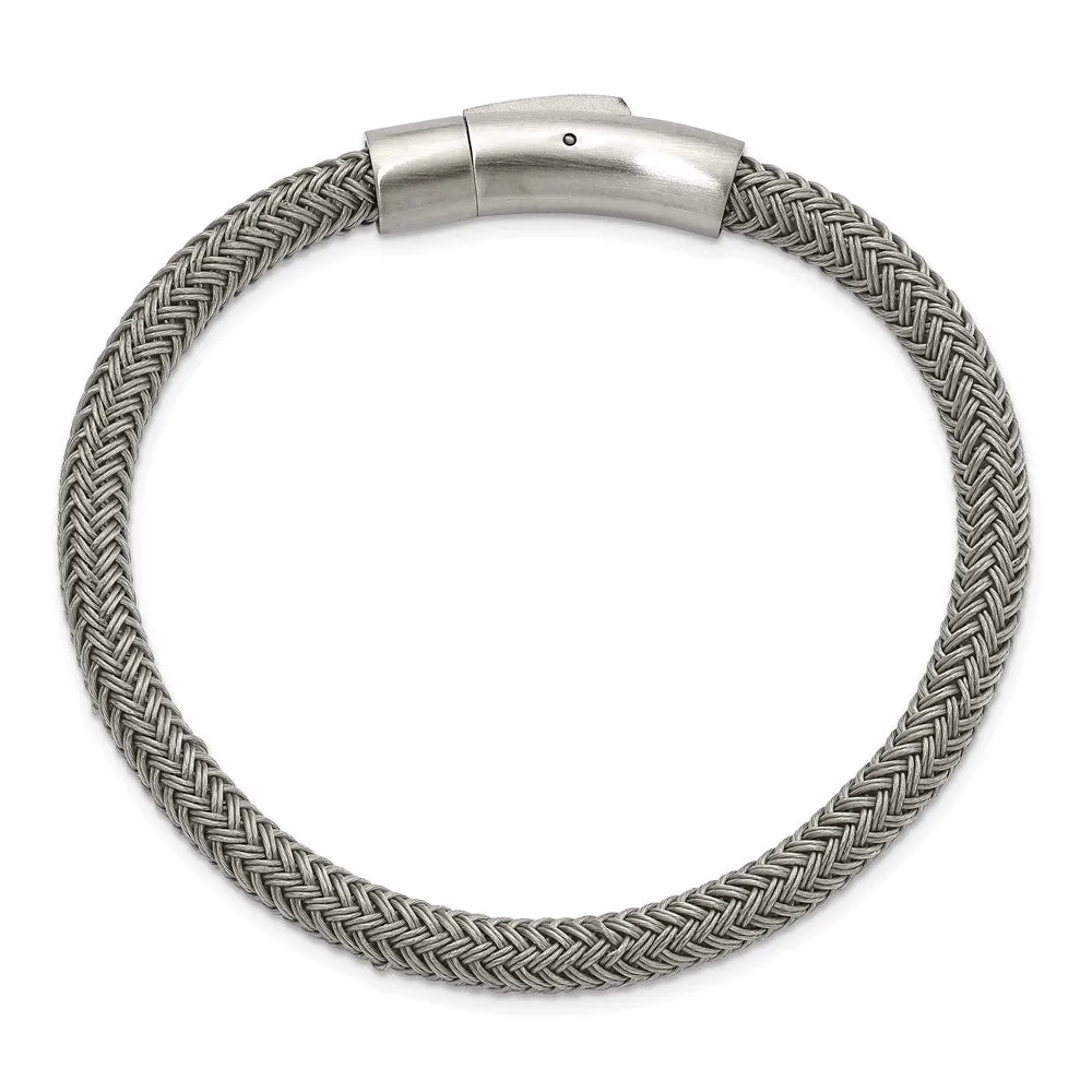 Chisel Stainless Steel Brushed and Polished Wire 8.25 inch Bracelet