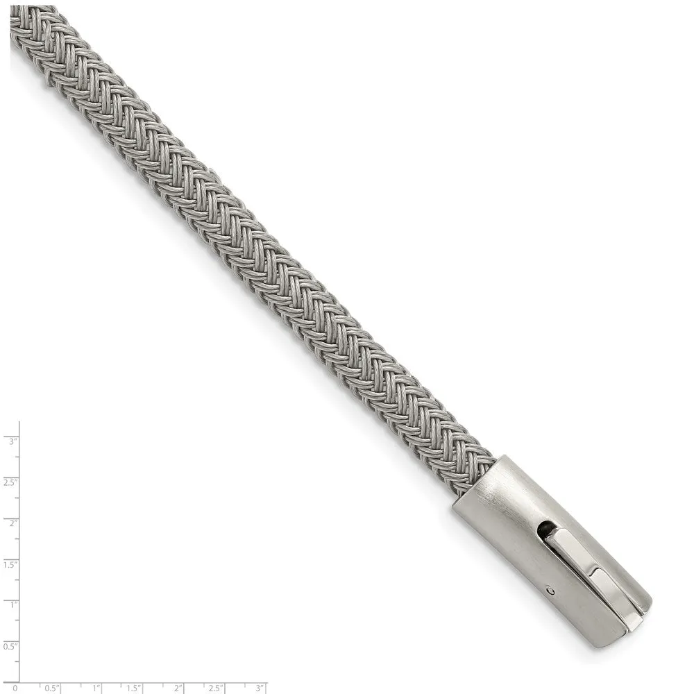 Chisel Stainless Steel Brushed and Polished Wire 8.25 inch Bracelet