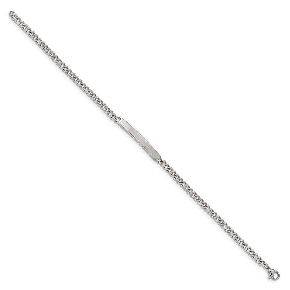 Chisel Stainless Steel Polished Flat Curb Chain 8.5 inch ID Bracelet