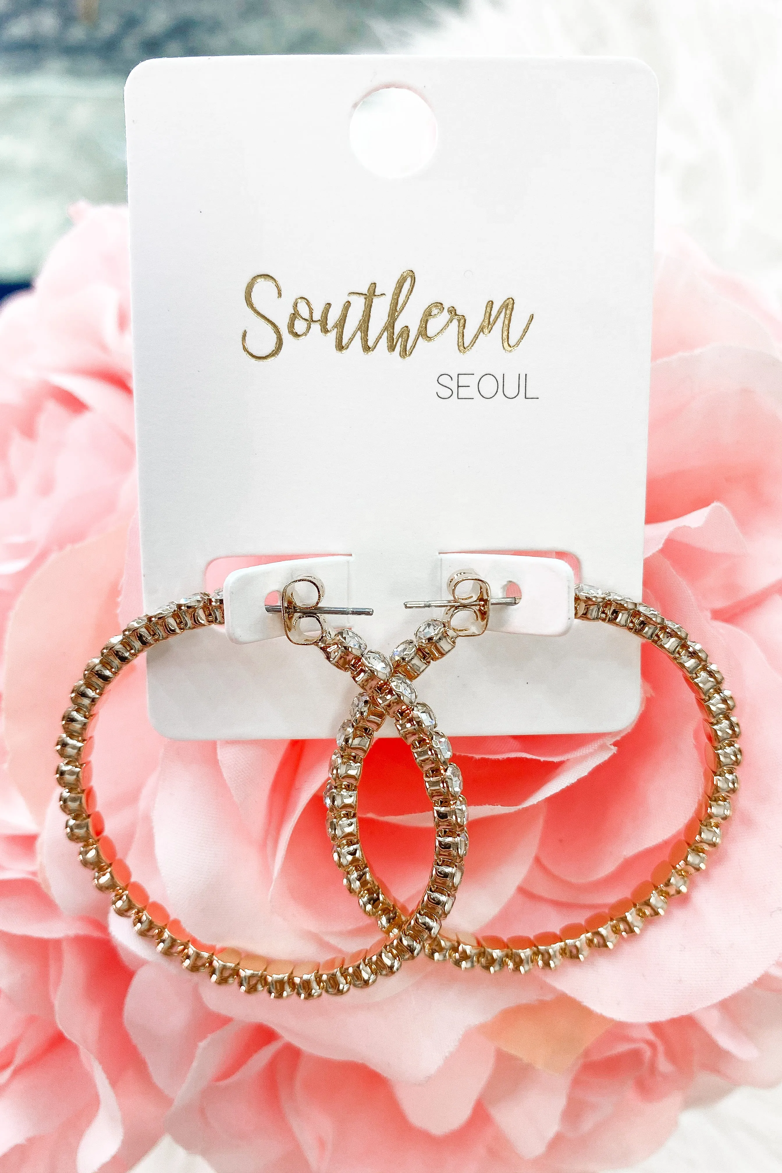 Circle Of Rhinestones Earrings - Gold