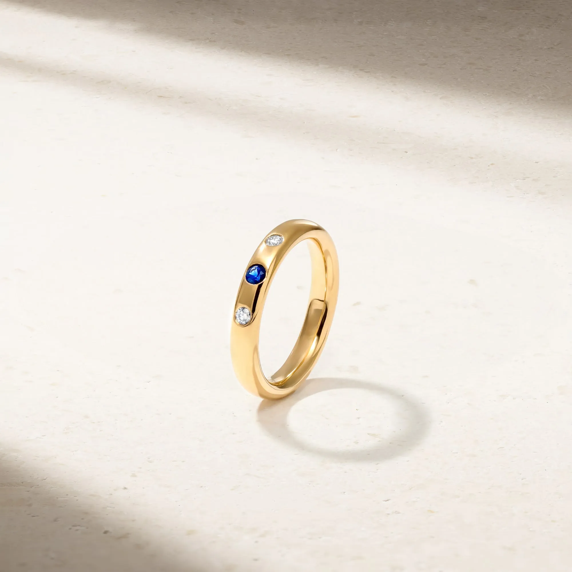 Classic Burnish Sapphire and Diamond Band