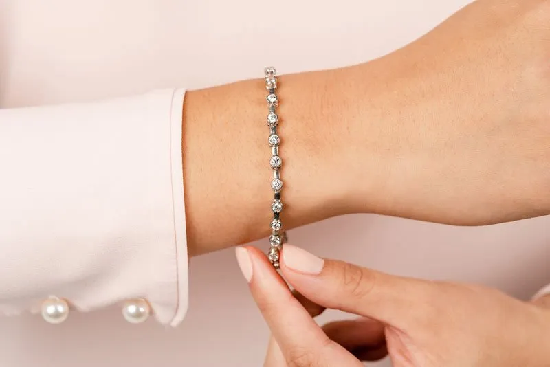 Classic Column Link Bezel Set Lab-Grown Diamond Bracelet with 3.00 ct.(finished) 3.2mm