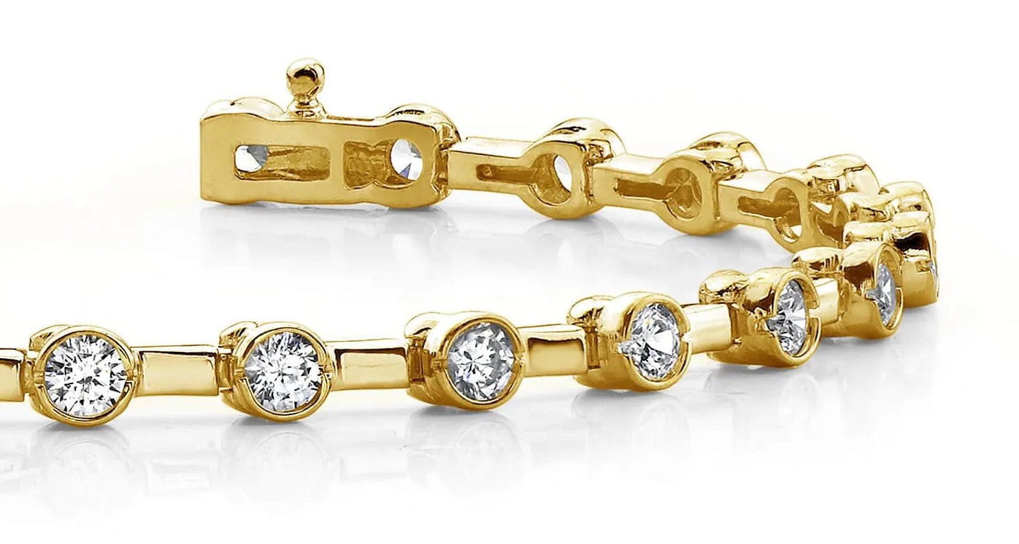 Classic Column Link Bezel Set Lab-Grown Diamond Bracelet with 3.00 ct.(finished) 3.2mm