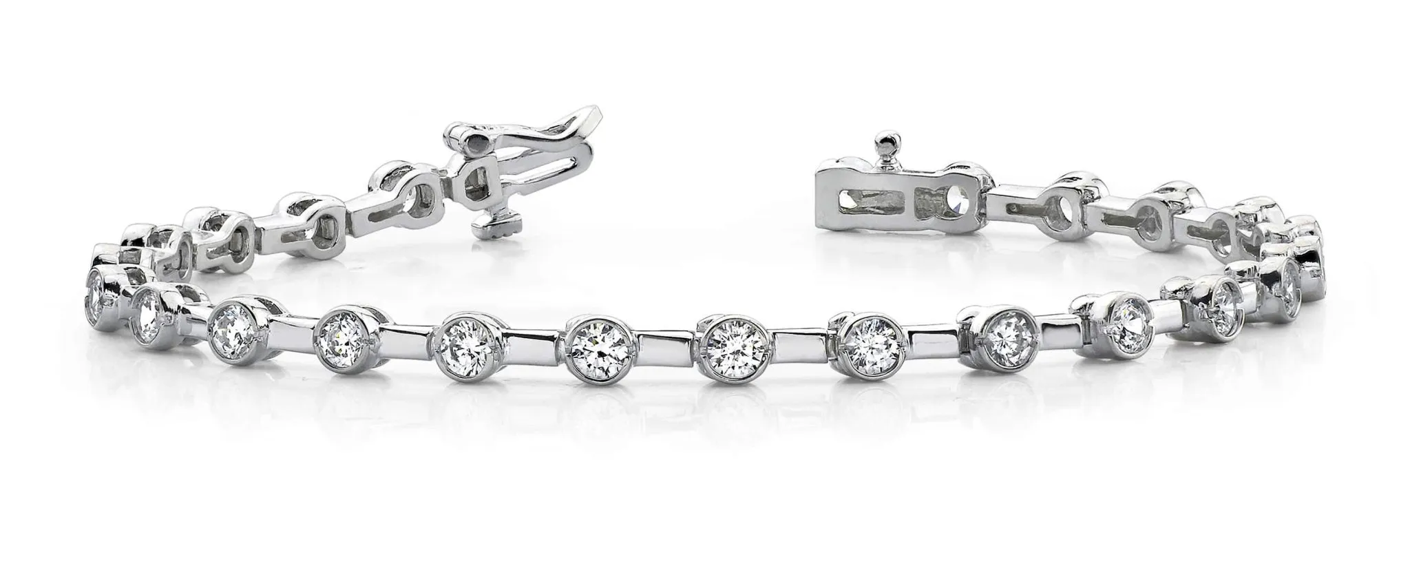 Classic Column Link Bezel Set Lab-Grown Diamond Bracelet with 3.00 ct.(finished) 3.2mm