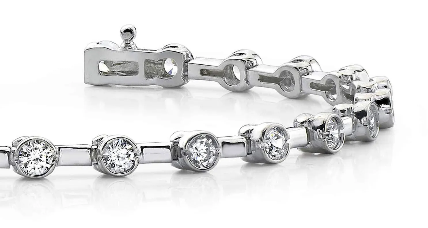 Classic Column Link Bezel Set Lab-Grown Diamond Bracelet with 3.00 ct.(finished) 3.2mm