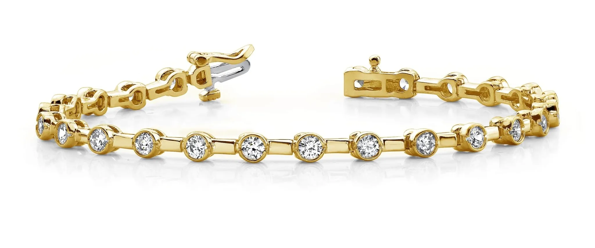 Classic Column Link Bezel Set Lab-Grown Diamond Bracelet with 3.00 ct.(finished) 3.2mm